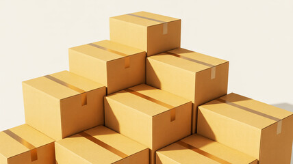 Fototapeta premium Stack of cardboard boxes on a white background packaging shipping