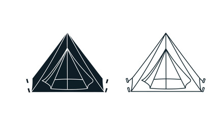 Two stylized teepee illustrations one solid and one outlined © MdSamsuzzaman