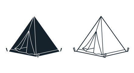 Simple illustration of a teepee or conical tent in two variations © MdSamsuzzaman