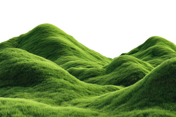 Lush green hills spread across a clear sky under bright daylight in a natural landscape