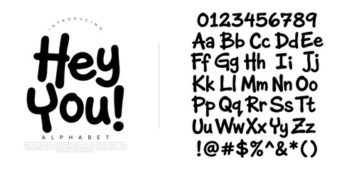 Hey you quirky handwritten bubble display font for creative greeting cards social media and unique logo design concepts © happy