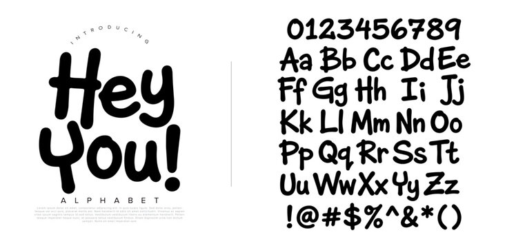 Hey you quirky handwritten bubble display font for creative greeting cards social media and unique logo design concepts