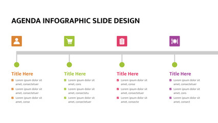 Fototapeta premium Agenda infographic showing four timeline steps with different icons