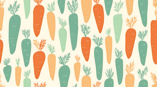 Seamless Carrot Pattern in Pastel Spring Colors for Easter Background