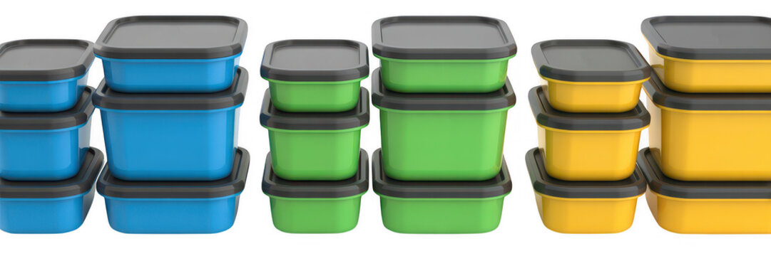 Stacked colorful plastic containers colorful containers stacked containers isolated on a transparent background