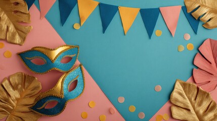 Naklejka premium Vibrant Purim Festival Banner With Colorful Decorations for Celebration and Community Gatherings in Joyful Atmosphere
