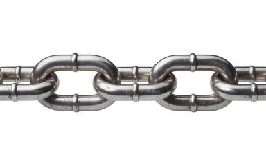 Obraz premium A sturdy metal chain with polished silver links extends across a clean white isolated background