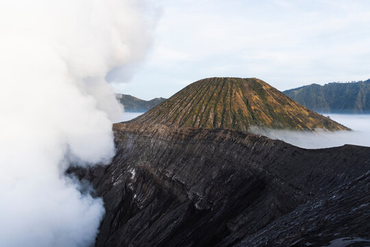 Mount Bromo volcano landscape at sunrise in Java Indonesia