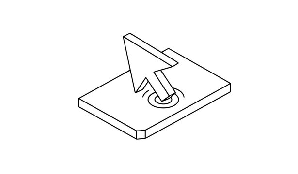 Cursor arrow click isometric line art 3D icon vector