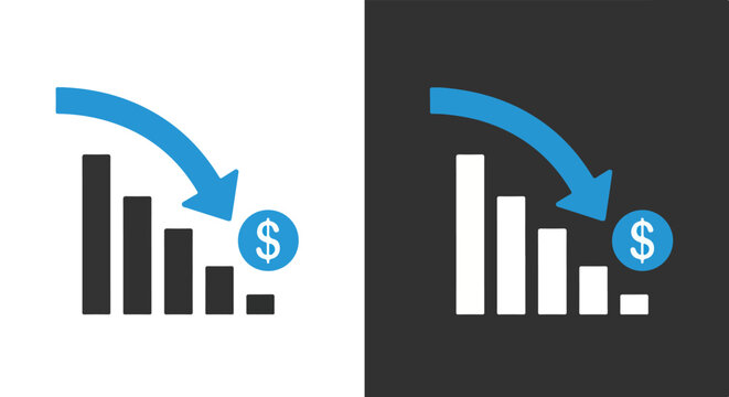 Financial growth comparison - Minimalist, flat icon, outline, glyph, linear, clipart, sticker - icon set