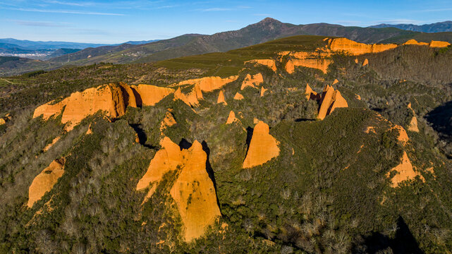 Aerial view of Unesco site Las Medulas roman gold mine northern Spain