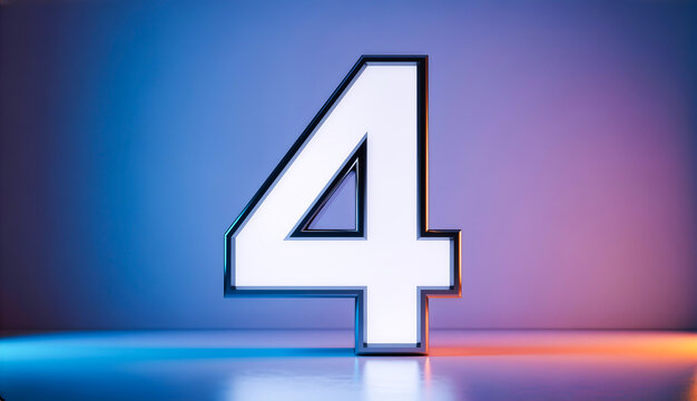 3d illustration, number four, glowing, digit, background, neon, colorful, render, five, high resolution, blue, orange, vibrant, studio lighting, backlight, gradient, cinematic lighting, soft glow, lum