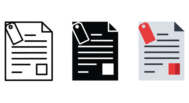 Minimalist document icon set vector flat design - Clipart, logo template - Vector icon set - Glyph and solid icon set - Icon vector - Flat Design Icon - line icon set - Silhouette icon - Logo vector