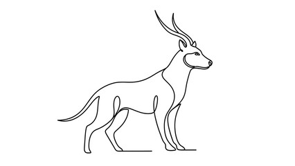 Fototapeta premium Black line antelope standing isolated on a transparent background