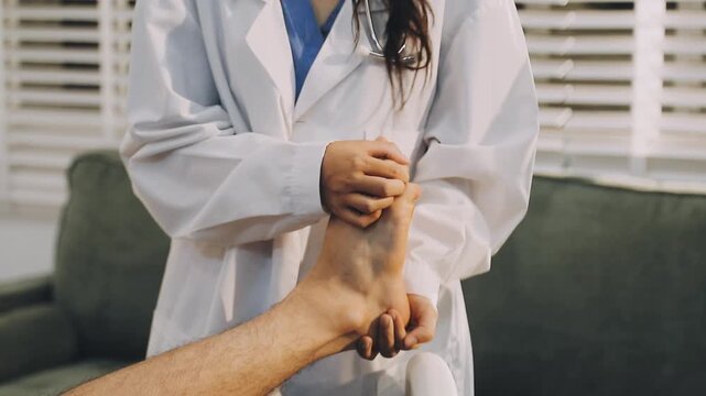 A Modern rehabilitation physiotherapy worker with woman client