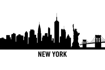 Fototapeta premium New York City skyline silhouette with Statue of Liberty and Brooklyn Bridge