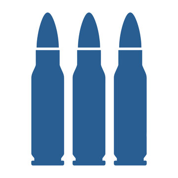 Vector graphic featuring three blue bullet cartridges in a neat row on a plain background