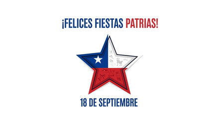 Obraz premium Chilean Independence Day Star Emblem Feliz 18 Septiembre