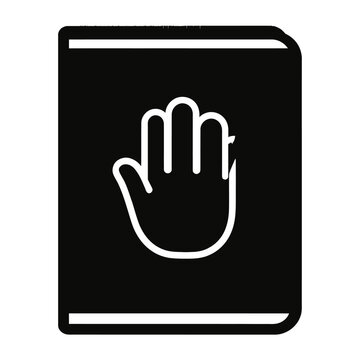 Vector of a black book with a raised hand gesture on the cover