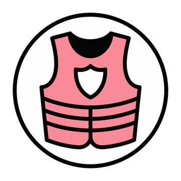 Vector of a pink and black protective vest with a shield icon