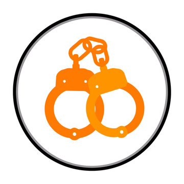 Vector of orange handcuffs inside a circular border
