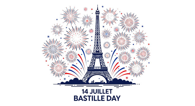 Eiffel Tower Fireworks Bastille Day Celebration Paris France