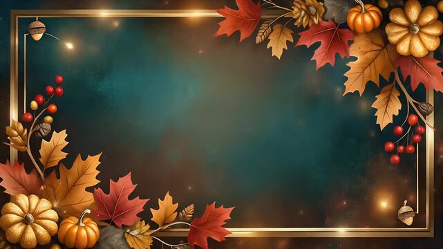 Autumn Harvest Still Life with Pumpkins and Maple Leaves in Dark Moody Setting