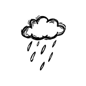 Rain cloud icon logo design. Cloud and rain sign and symbol. Weather icon. Hand drawn doodle style for forecast or app.