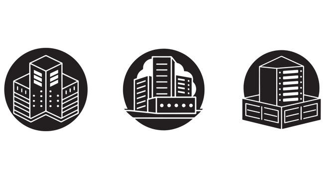 Server hosting data center icons  cloud computing  web hosting  database storage  IT infrastructure  network server  cloud technology  data storage  server room  web server