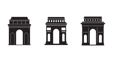 Fototapeta premium Set of three different arch monuments with various designs and shapes architectural elements illustration