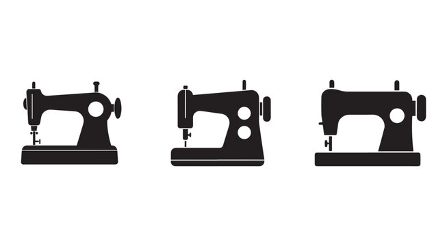 Sewing machine silhouettes for design and crafting projects  various simple black sewing machines