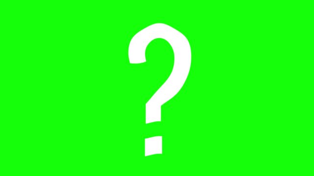 Wave Motion Flowing Bouncing Question Mark Animation on Green Screen Chroma Key Overlay Motion Graphic Video Background Loop Effect for Education and Media
