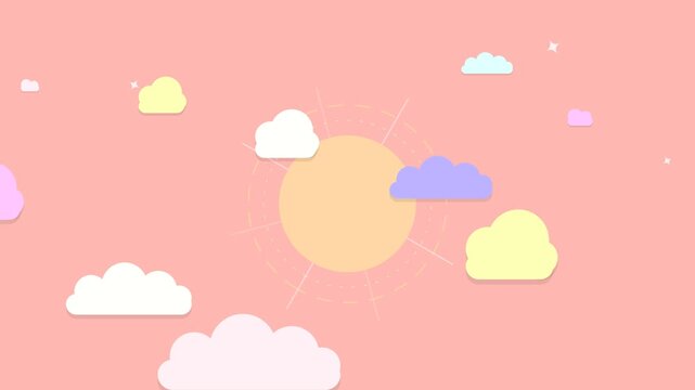 Pastel Sky Icon Set with Sun and Colorful Clouds