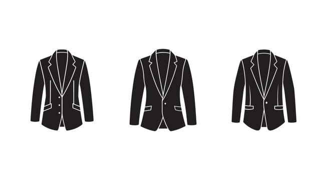 Three black suit jackets with white outlines on a white background  formal wear  business attire