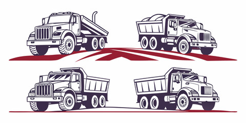 Four different dump trucks on road © jaman