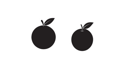 Obraz premium Two black apples with leaves on white background simple fruit illustration