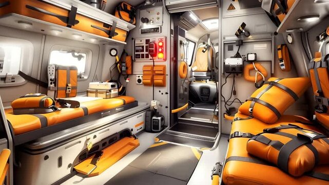 Ambulance Interior Modern Design with Advanced Medical Equipment
