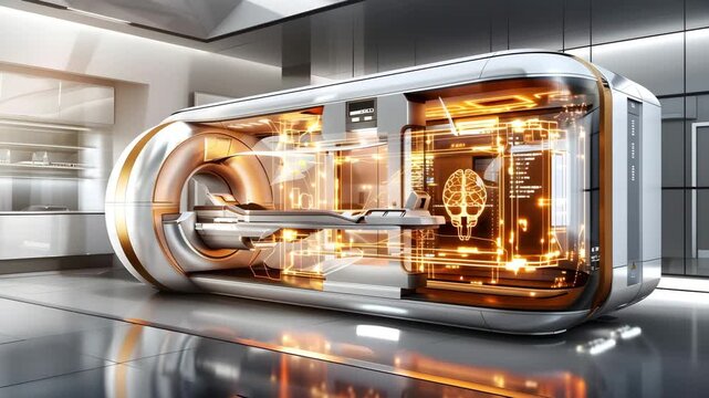 AI Healthcare System: Futuristic Medical MRI Scanner for Advanced Diagnostics