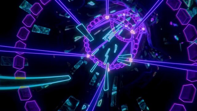 Neon Warp Tunnel Flow Abstract Seamless 4K VJ Loop Background