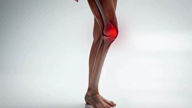 Inflamed right knee pain medical 4k video illustration