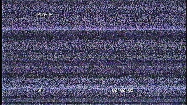 VHS TV Static Noise With Play Icon and Timestamp Retro Analog Glitch Screen Texture