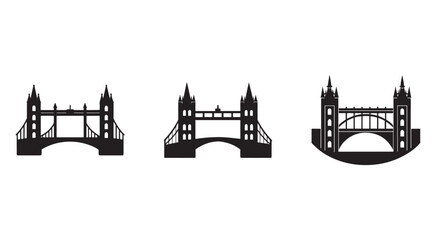 Fototapeta premium Tower Bridge London silhouettes set iconic landmarks in various views England UK travel and tourism concept