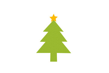 Obraz premium A cute light green Christmas tree made of paper is placed on a transparent background.