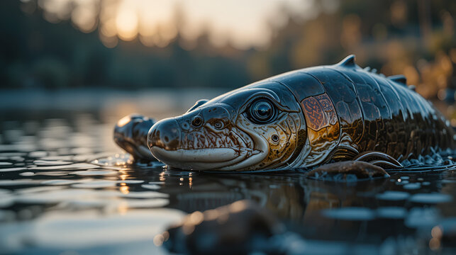 Close up bolders over lake