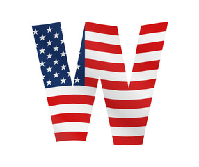 Fototapeta premium USA Flag Letter W