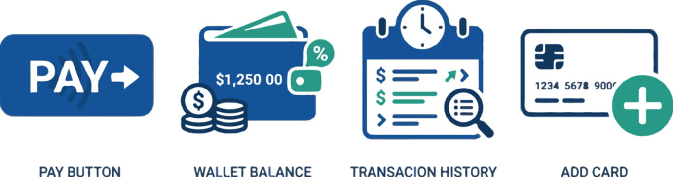 Mobile Payment UI Icon Set for Financial Apps and Digital Wallet Transactions