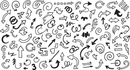 Fototapeta premium Hand-Drawn Sketchy Arrow Elements: Hand-Drawn Doodle Vector Collection
