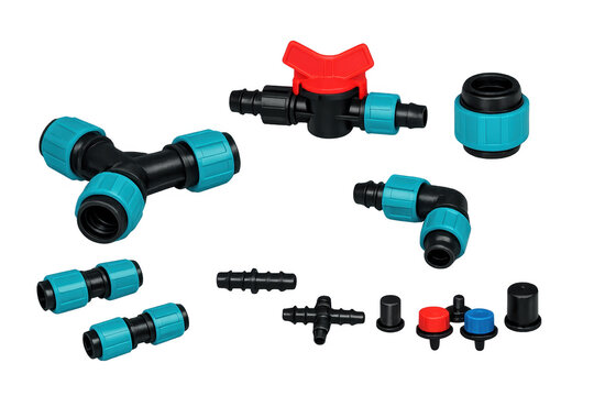 Drip irrigation system plastic pipe fittings and components
