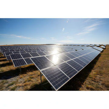 Green Energy Concept with Solar Panels and Bright Sky