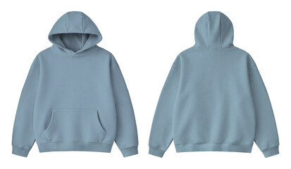 Blank Baby Blue Hoodie Front and Back Mockup Isolated on Transparent Background © Drip